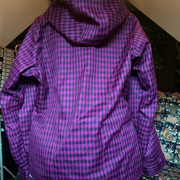 ROXY Pink pattern Snow Jacket with Fur Hood Lining Size Medium - Picture 4 of 9